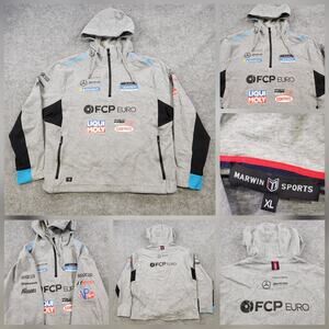 Marwin Sports Pullover Hoodie Mens XL Gray FCP Euro AMG IMSA Racing Logos